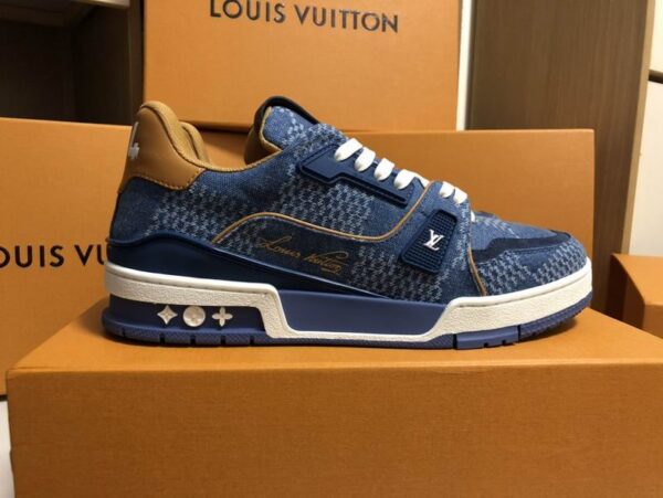 Louis Vuitton LV Trainer Denim Blue Sneakers - Image 4