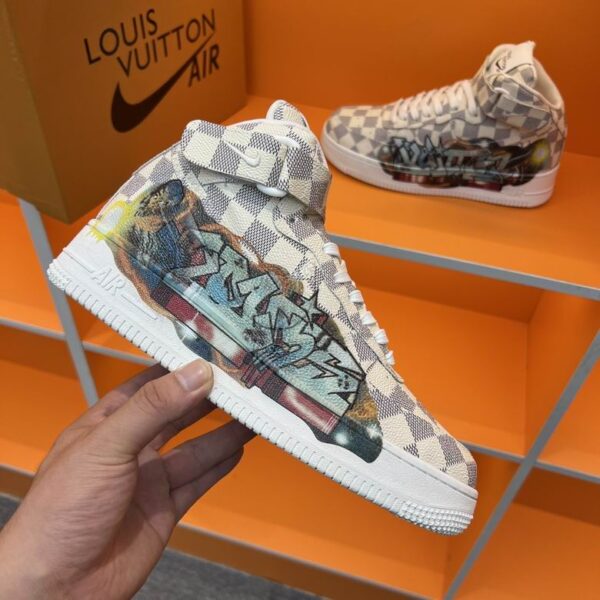 Louis Vuitton x Nike Air Force 1 Mid Graffiti Sneakers - Image 7