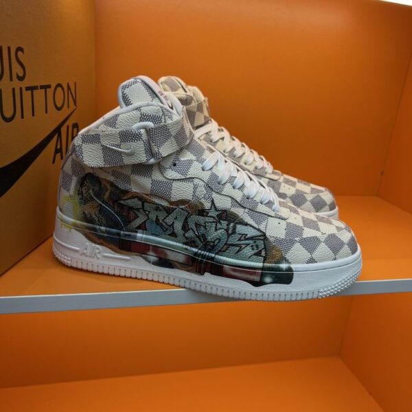 Louis Vuitton x Nike Air Force 1 Mid Graffiti Sneakers - Image 4