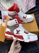 Men's Louis Vuitton LV Trainer 2 High Red White - Designer High-Top Sneakers