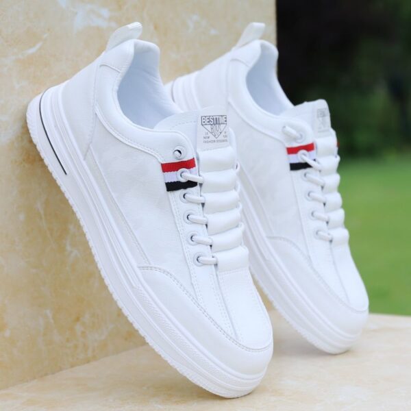 BESTIME White Casual Sneakers - Classic Stripe Design.