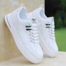 BESTIME White Casual Sneakers - Classic Stripe Design.