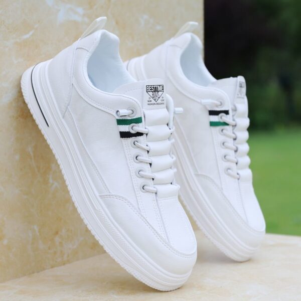 BESTIME White Casual Sneakers - Classic Stripe Design. - Image 2