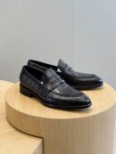 Berluti Black Crocodile Embossed Leather Penny Loafers