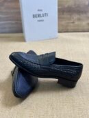 Berluti Black Crocodile Embossed Leather Penny Loafers