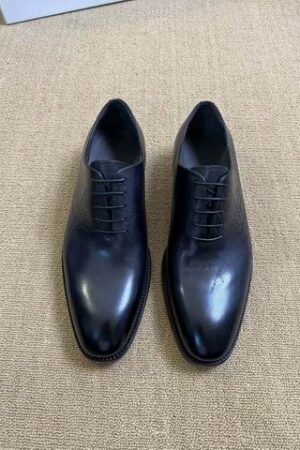Berluti Black Leather Oxford Shoes with Subtle Patina