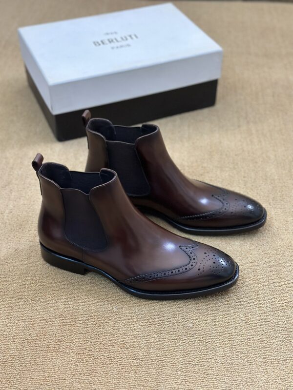 Berluti Men's Brogue Leather Chelsea Boots