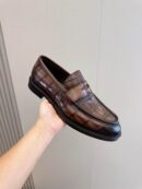 Berluti Brown Crocodile Embossed Leather Penny Loafers