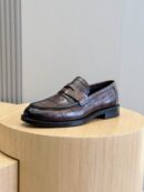 Berluti Brown Crocodile Embossed Leather Penny Loafers