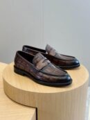Berluti Brown Crocodile Embossed Leather Penny Loafers