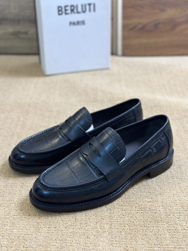 Berluti Crocodile-Embossed Leather Loafers with Strap - Image 9