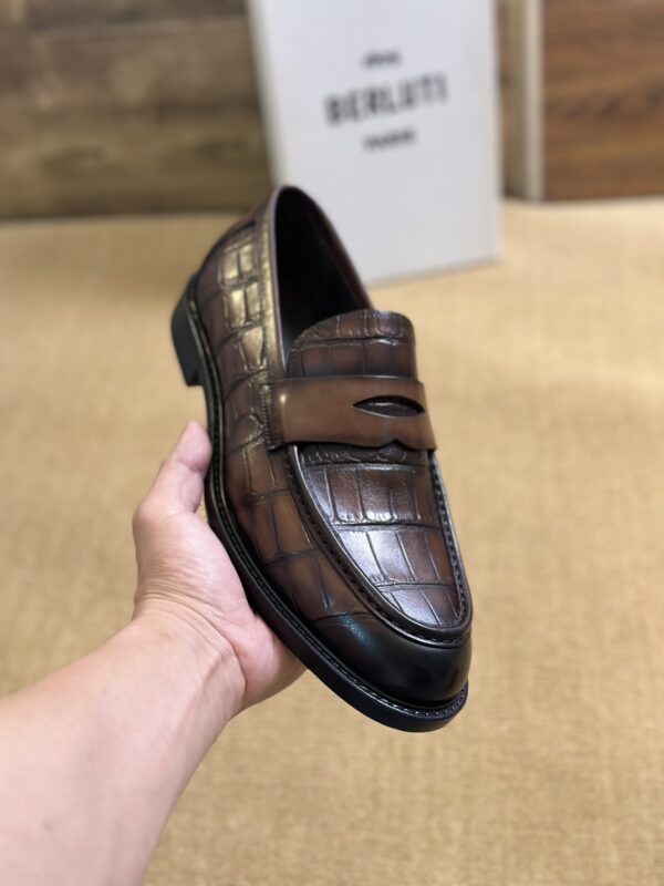 Berluti Crocodile-Embossed Leather Loafers with Strap - Image 7