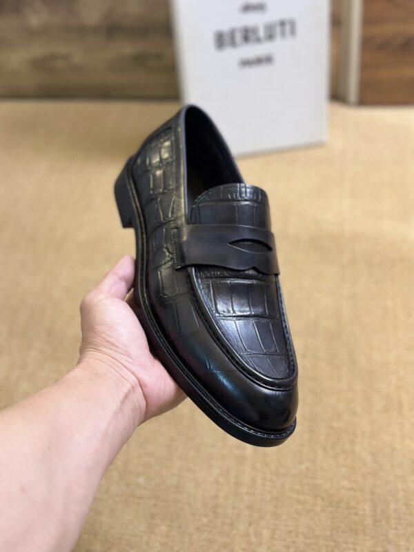 Berluti Crocodile-Embossed Leather Loafers with Strap - Image 4