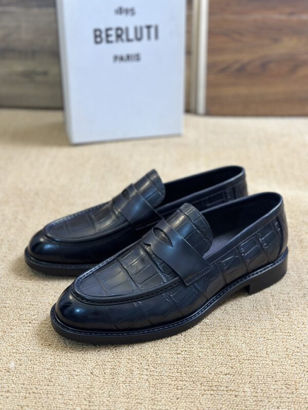 Berluti Crocodile-Embossed Leather Loafers with Strap - Image 3