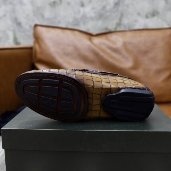 Berluti Crocodile-Embossed Leather Loafers with Strap & Buckle - Image 8