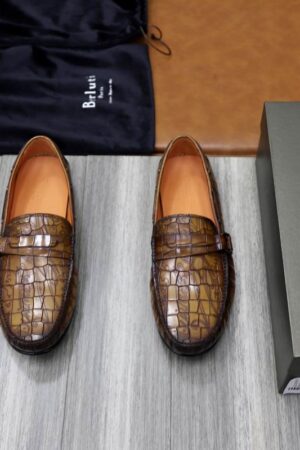 Berluti Crocodile-Embossed Leather Loafers with Strap & Buckle