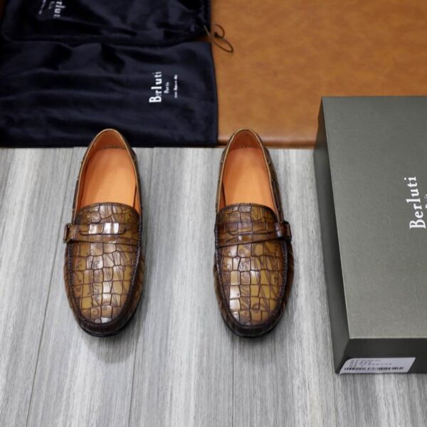 Berluti Crocodile-Embossed Leather Loafers with Strap & Buckle