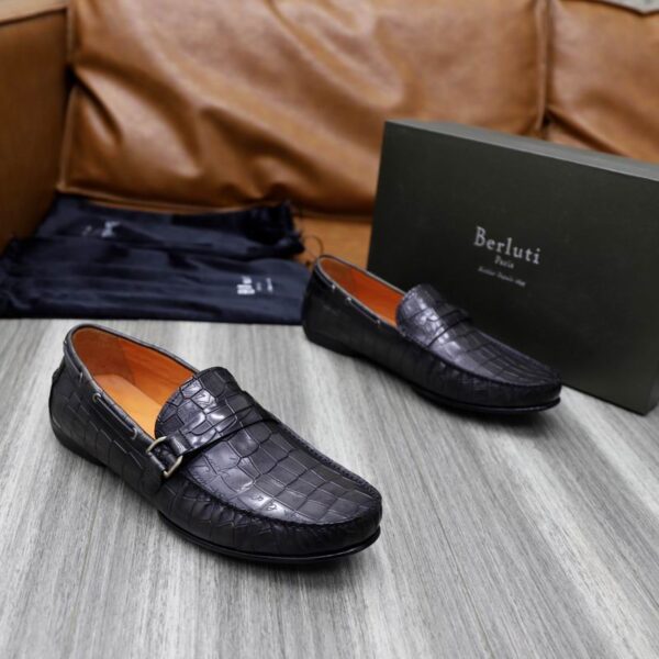 Berluti Crocodile-Embossed Leather Loafers with Strap & Buckle - Image 11