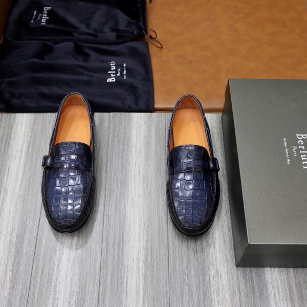 Berluti Crocodile-Embossed Leather Loafers with Strap & Buckle - Image 6