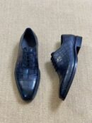 Berluti Crocodile Embossed Leather Oxford Shoes
