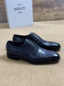 Berluti Crocodile Embossed Leather Oxford Shoes