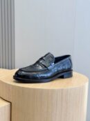 Berluti Crocodile Embossed Leather Penny Loafers