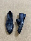 Berluti Crocodile Embossed Leather Penny Loafers