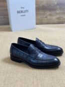 Berluti Crocodile Embossed Leather Penny Loafers