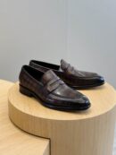Berluti Dark Brown Leather Penny Loafers
