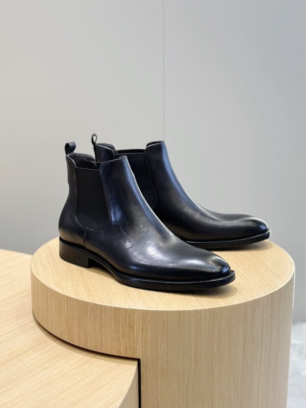 Berluti Men's Leather Chelsea Boots with Brogue Detail - Image 7