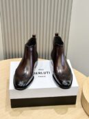 Berluti Men's Leather Chelsea Boots with Brogue Detail