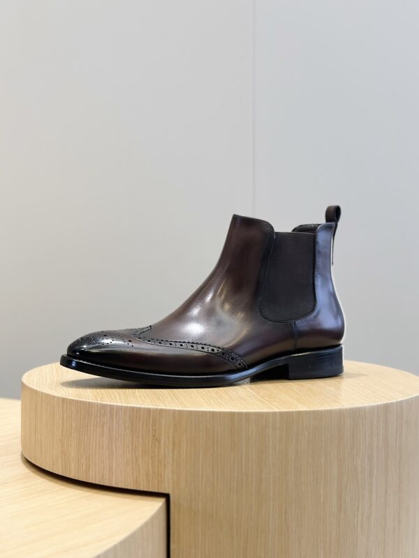 Berluti Men's Leather Chelsea Boots with Brogue Detail - Image 12