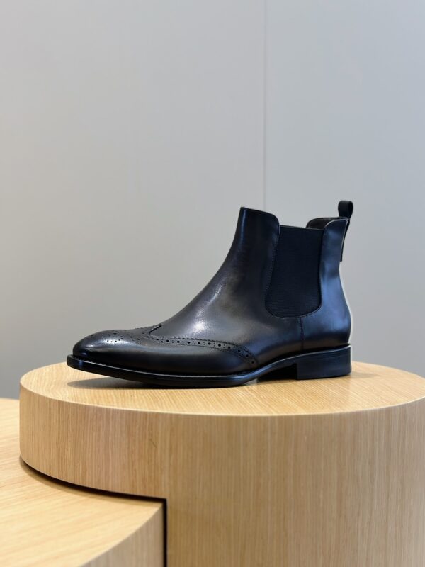 Berluti Men's Leather Chelsea Boots with Brogue Detail - Image 11