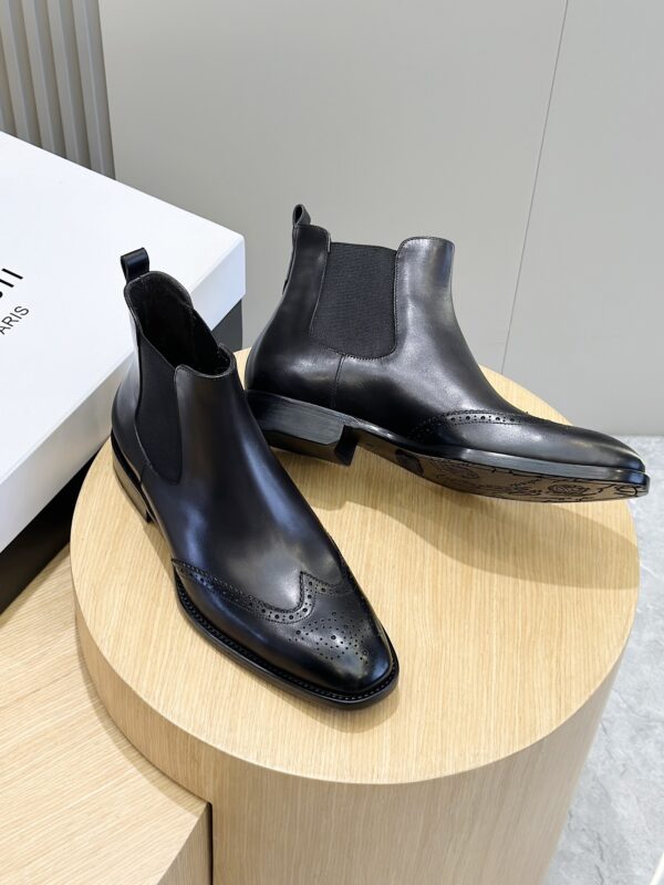 Berluti Men's Leather Chelsea Boots with Brogue Detail - Image 10
