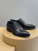 Leather Derby Brogue Shoes with Crocodile Embossed Detail