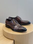 Leather Derby Brogue Shoes with Crocodile Embossed Detail