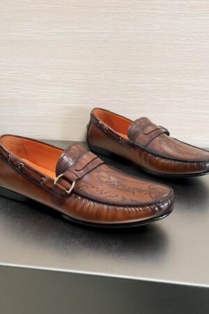 Berluti Patina Leather Loafers with Strap & Buckle