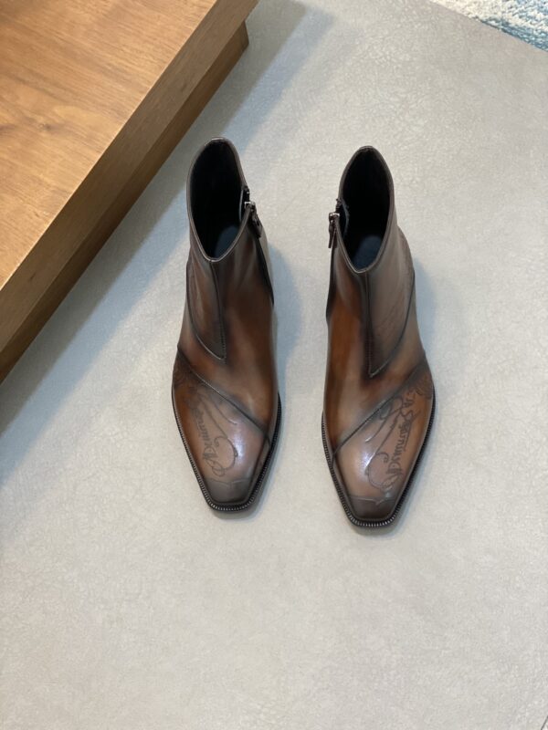 Berluti Patina Men's Leather Side-Zip Ankle Boots - Image 2