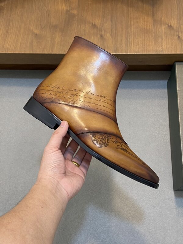 Berluti Patina Men's Leather Side-Zip Ankle Boots - Image 10