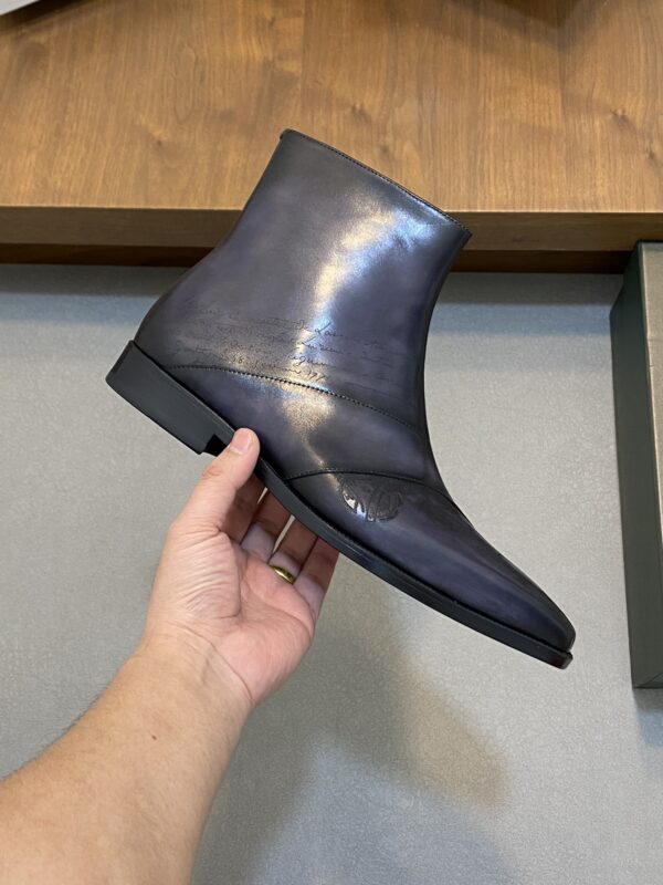 Berluti Patina Men's Leather Side-Zip Ankle Boots - Image 9