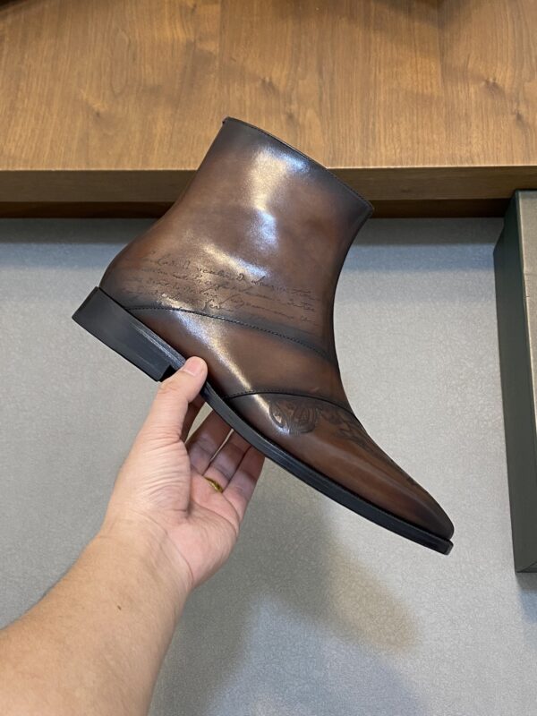 Berluti Patina Men's Leather Side-Zip Ankle Boots - Image 8
