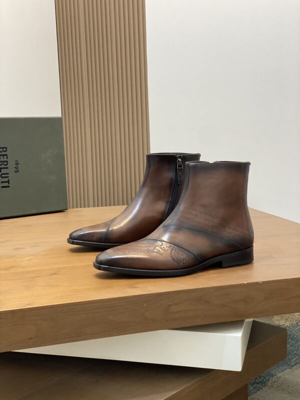 Berluti Patina Men's Leather Side-Zip Ankle Boots