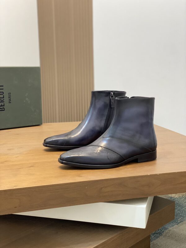 Berluti Patina Men's Leather Side-Zip Ankle Boots - Image 6