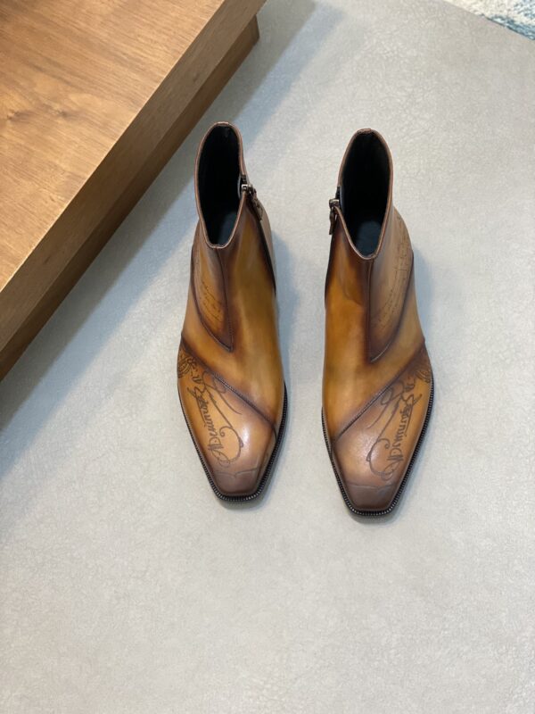 Berluti Patina Men's Leather Side-Zip Ankle Boots - Image 4