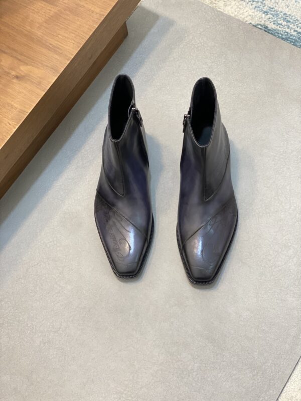 Berluti Patina Men's Leather Side-Zip Ankle Boots - Image 3