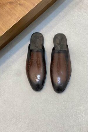 Berluti Patina Leather Slip-On Mules