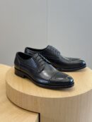 Berluti Polished Leather Derby Brogue Shoes with Cap Toe