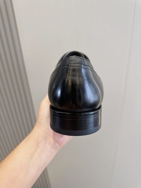 Berluti Polished Leather Derby Brogue Shoes with Cap Toe - Image 8