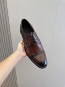 Berluti Polished Leather Derby Brogue Shoes with Cap Toe