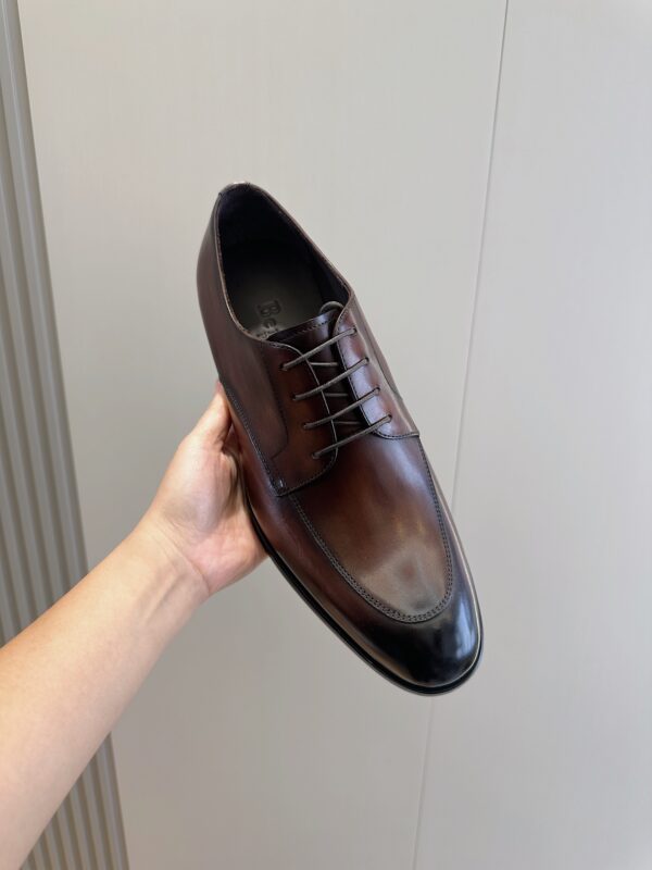 Berluti Polished Men's Leather Derby Shoes - Image 4